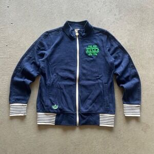 Vintage Adidas Notre Dame Jacket Size Medium Navy Blue Full Zip University NCAA